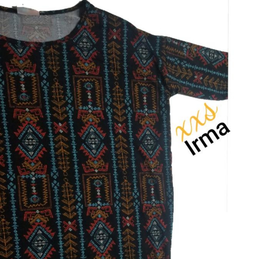 Lularoe XXS Irma Tunic high low aztec black fall